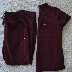 Figs Women's Scrub Set in Deep Burgundy